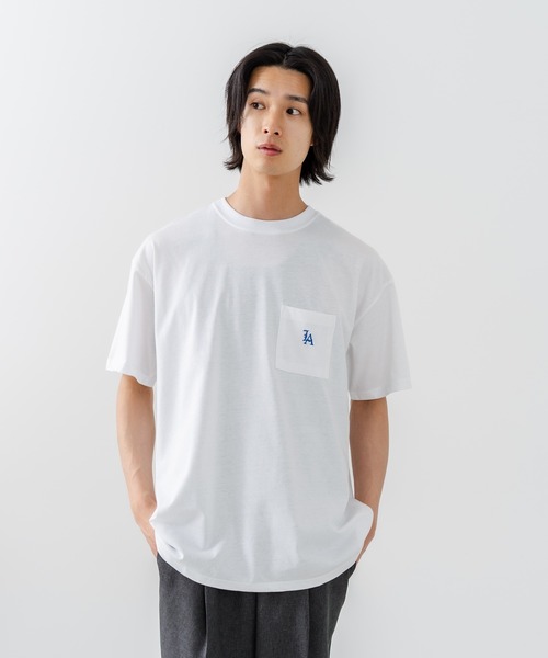 SAVIER（サビアー）の「【SAVIER/サビアー】×【ZERO STAIN/ゼロステイン】【LAロゴ立体刺繍】コラボ ポケット付き Tシャツ オーバーサイズ 汗染み防止 ストリート・スケーター（Tシャツ/カットソー・メンズ・ホワイト/チャコールグレー・MEDIUM/LARGE）」の12枚目の写真
