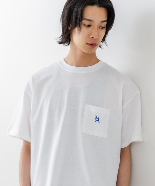 SAVIER（サビアー）の「【SAVIER/サビアー】×【ZERO STAIN/ゼロステイン】【LAロゴ立体刺繍】コラボ ポケット付き Tシャツ オーバーサイズ 汗染み防止 ストリート・スケーター（Tシャツ/カットソー・メンズ・ホワイト/チャコールグレー・MEDIUM/LARGE）」の16枚目の写真