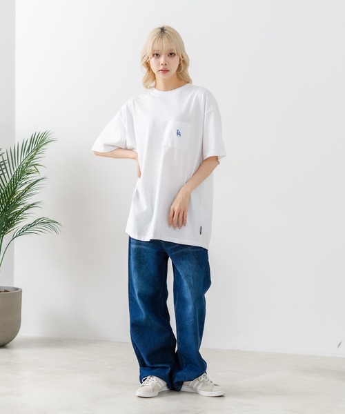 SAVIER（サビアー）の「【SAVIER/サビアー】×【ZERO STAIN/ゼロステイン】【LAロゴ立体刺繍】コラボ ポケット付き Tシャツ オーバーサイズ 汗染み防止 ストリート・スケーター（Tシャツ/カットソー・メンズ・ホワイト/チャコールグレー・MEDIUM/LARGE）」の18枚目の写真