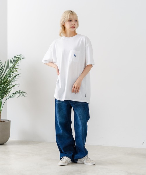 SAVIER（サビアー）の「【SAVIER/サビアー】×【ZERO STAIN/ゼロステイン】【LAロゴ立体刺繍】コラボ ポケット付き Tシャツ オーバーサイズ 汗染み防止 ストリート・スケーター（Tシャツ/カットソー・メンズ・ホワイト/チャコールグレー・MEDIUM/LARGE）」の19枚目の写真