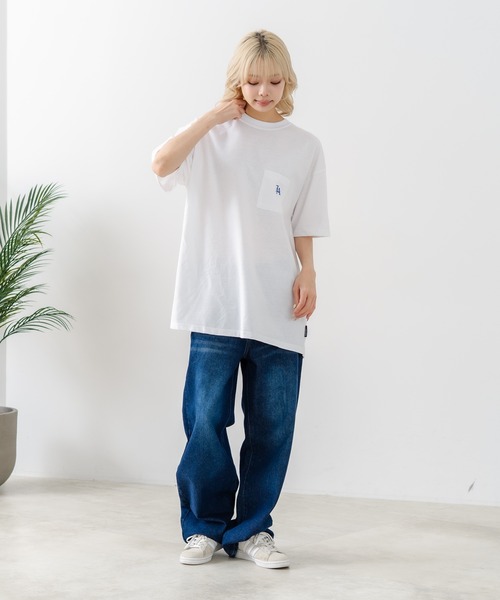 SAVIER（サビアー）の「【SAVIER/サビアー】×【ZERO STAIN/ゼロステイン】【LAロゴ立体刺繍】コラボ ポケット付き Tシャツ オーバーサイズ 汗染み防止 ストリート・スケーター（Tシャツ/カットソー・メンズ・ホワイト/チャコールグレー・MEDIUM/LARGE）」の20枚目の写真