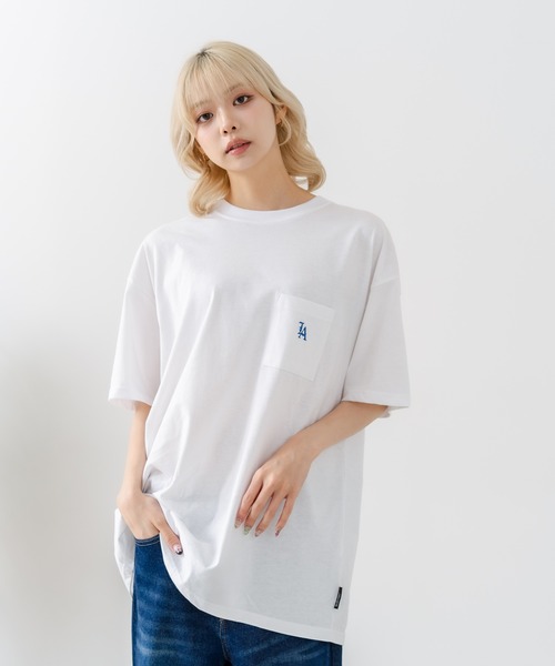 SAVIER（サビアー）の「【SAVIER/サビアー】×【ZERO STAIN/ゼロステイン】【LAロゴ立体刺繍】コラボ ポケット付き Tシャツ オーバーサイズ 汗染み防止 ストリート・スケーター（Tシャツ/カットソー・メンズ・ホワイト/チャコールグレー・MEDIUM/LARGE）」の21枚目の写真