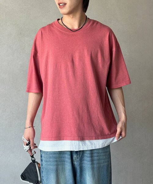 CPCM（シーピーシーエム）の「裾シャツドッキングタンク（キャミソール・メンズ・オレンジ/ブラック/ホワイト・LARGE/MEDIUM）」の4枚目の写真