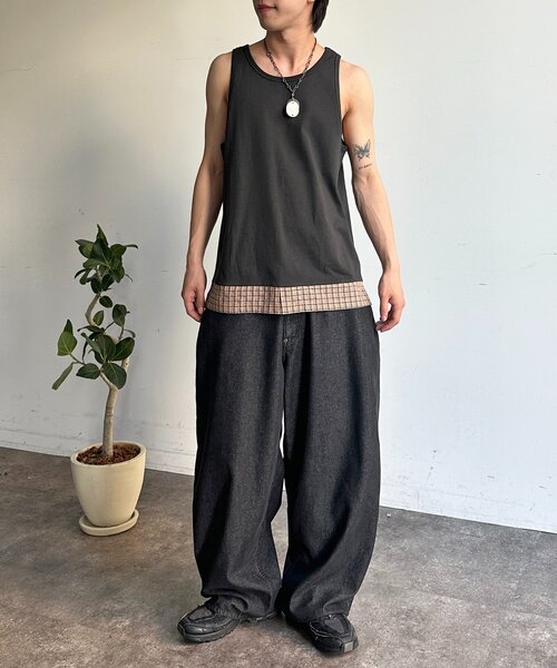CPCM（シーピーシーエム）の「裾シャツドッキングタンク（キャミソール・メンズ・オレンジ/ブラック/ホワイト・LARGE/MEDIUM）」の15枚目の写真