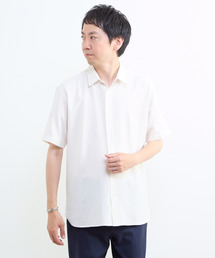MEN'S MELROSE | リネン混ダブルガーゼ 半袖バンドカラーシャツ(シャツ/ブラウス)