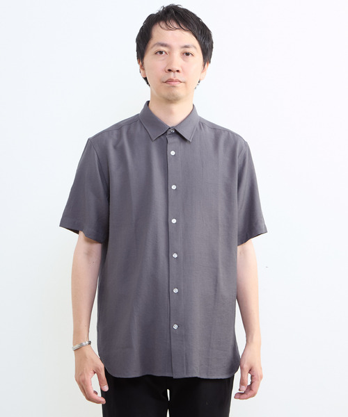 MEN'S MELROSE（メンズメルローズ）の「リネン混ダブルガーゼ 半袖バンドカラーシャツ（シャツ/ブラウス・メンズ・ブルー/ホワイト/ベージュ/グレー・3/4/2）」の14枚目の写真