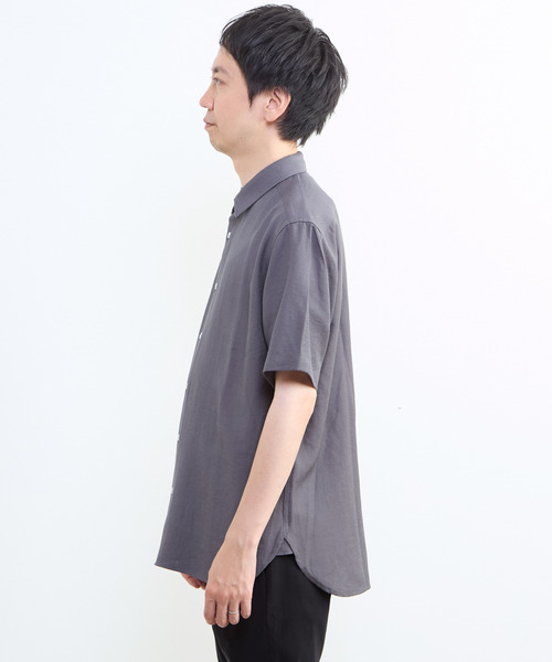 MEN'S MELROSE（メンズメルローズ）の「リネン混ダブルガーゼ 半袖バンドカラーシャツ（シャツ/ブラウス・メンズ・ブルー/ホワイト/ベージュ/グレー・3/4/2）」の15枚目の写真