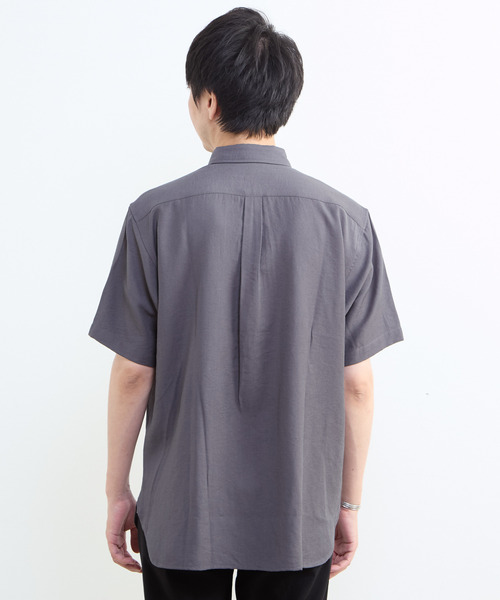 MEN'S MELROSE（メンズメルローズ）の「リネン混ダブルガーゼ 半袖バンドカラーシャツ（シャツ/ブラウス・メンズ・ブルー/ホワイト/ベージュ/グレー・3/4/2）」の16枚目の写真