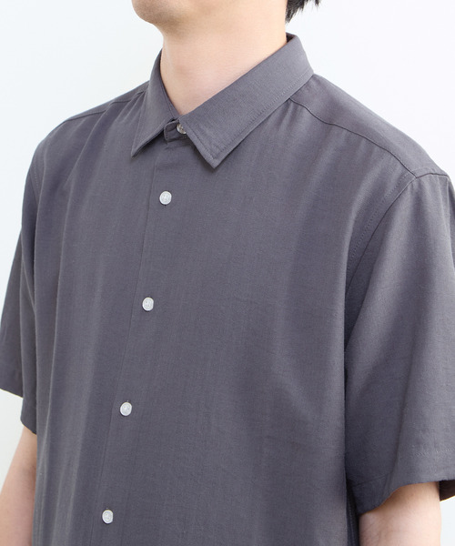 MEN'S MELROSE（メンズメルローズ）の「リネン混ダブルガーゼ 半袖バンドカラーシャツ（シャツ/ブラウス・メンズ・ブルー/ホワイト/ベージュ/グレー・3/4/2）」の18枚目の写真