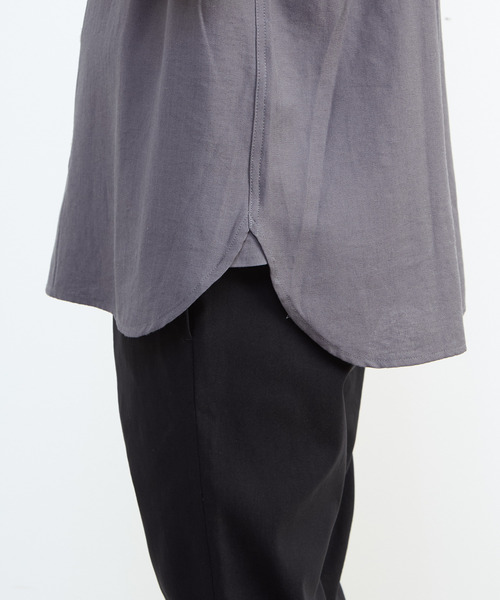 MEN'S MELROSE（メンズメルローズ）の「リネン混ダブルガーゼ 半袖バンドカラーシャツ（シャツ/ブラウス・メンズ・ブルー/ホワイト/ベージュ/グレー・3/4/2）」の19枚目の写真