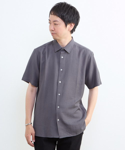 MEN'S MELROSE（メンズメルローズ）の「リネン混ダブルガーゼ 半袖バンドカラーシャツ（シャツ/ブラウス・メンズ・ブルー/ホワイト/ベージュ/グレー・3/4/2）」の20枚目の写真