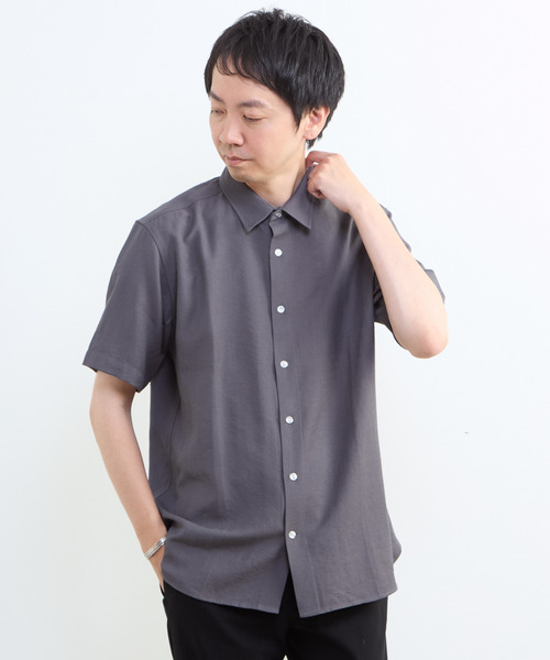 MEN'S MELROSE（メンズメルローズ）の「リネン混ダブルガーゼ 半袖バンドカラーシャツ（シャツ/ブラウス・メンズ・ブルー/ホワイト/ベージュ/グレー・3/4/2）」の21枚目の写真