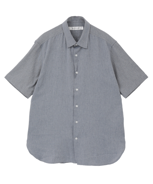 MEN'S MELROSE（メンズメルローズ）の「リネン混ダブルガーゼ 半袖バンドカラーシャツ（シャツ/ブラウス・メンズ・ブルー/ホワイト/ベージュ/グレー・3/4/2）」の6枚目の写真