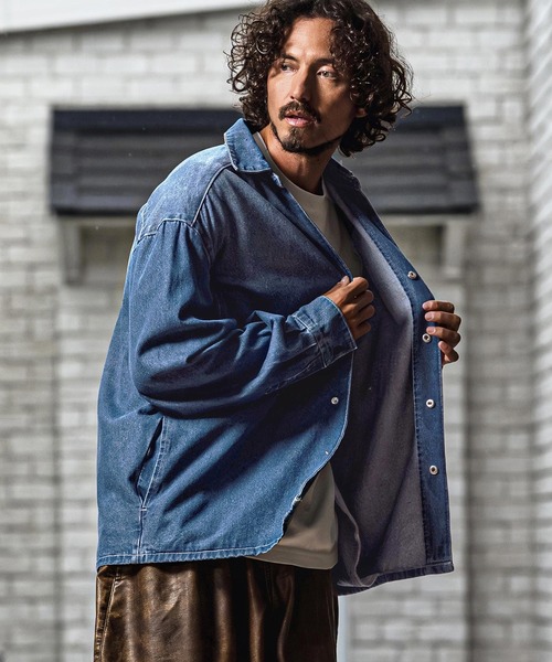 CAMBIO(カンビオ)の「ms6567-Vintage Wash Denim Skipper Shirt デニムスキッパーシャツ(A73226cmb)(シャツ/ブラウス・メンズ・インディゴブルー・L/M/S)」の4枚目の写真