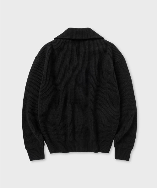 NONBLANK(ノンブランク)の「ルーズフィットジップアップカラーニット_BLACK(ニット/セーター・メンズ・ブラック・MEDIUM/LARGE/X-LARGE)」の2枚目の写真