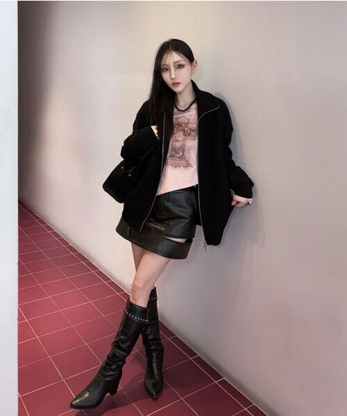 NONBLANK(ノンブランク)の「ルーズフィットジップアップカラーニット_BLACK(ニット/セーター・メンズ・ブラック・MEDIUM/LARGE/X-LARGE)」の13枚目の写真