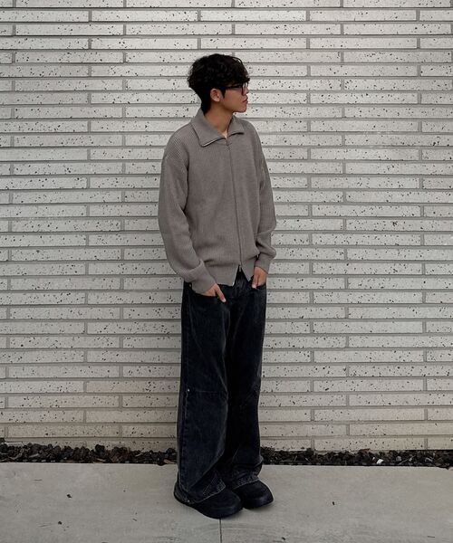 NONBLANK(ノンブランク)の「ルーズフィットジップアップカラーニット_BLACK(ニット/セーター・メンズ・ブラック・MEDIUM/LARGE/X-LARGE)」の19枚目の写真