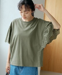 Tシャツ/カットソー（グリーン・カーキ/緑色系・レース）ファッション