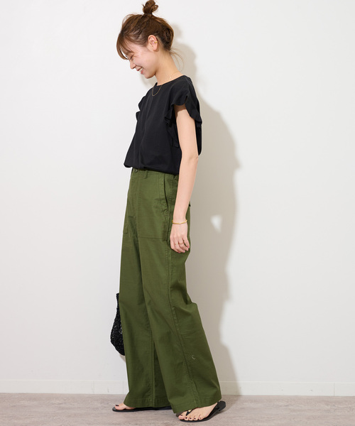 JOURNAL STANDARD relume(ジャーナルスタンダード レリューム)の「《WEB限定追加2》フリルスリーブTシャツ(Tシャツ/カットソー・レディース・ホワイト/ブラック・FREE)」の12枚目の写真