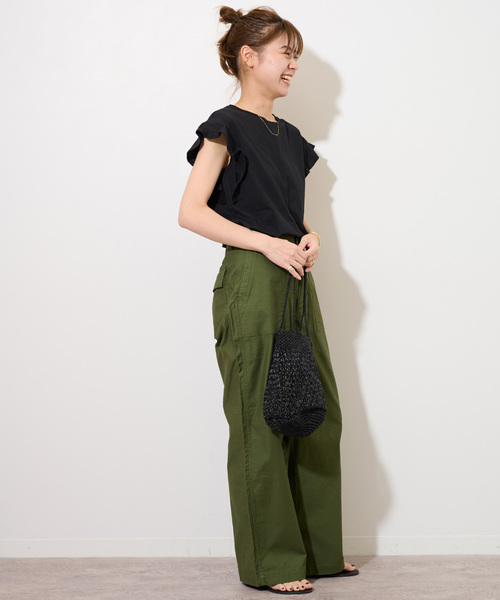 JOURNAL STANDARD relume(ジャーナルスタンダード レリューム)の「《WEB限定追加2》フリルスリーブTシャツ(Tシャツ/カットソー・レディース・ホワイト/ブラック・FREE)」の13枚目の写真