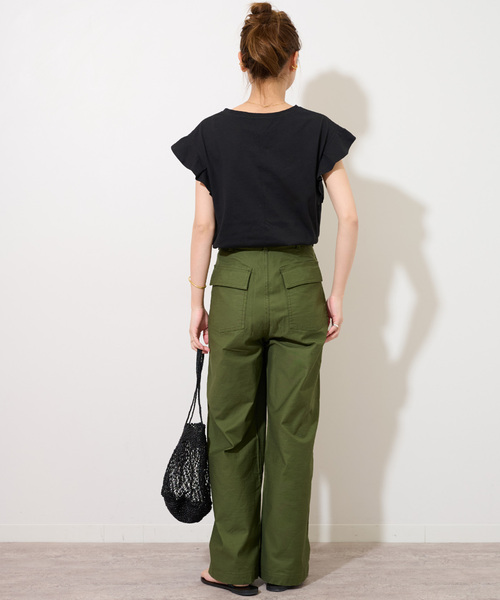 JOURNAL STANDARD relume(ジャーナルスタンダード レリューム)の「《WEB限定追加2》フリルスリーブTシャツ(Tシャツ/カットソー・レディース・ホワイト/ブラック・FREE)」の14枚目の写真