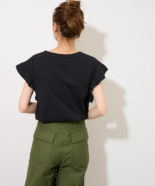 JOURNAL STANDARD relume(ジャーナルスタンダード レリューム)の「《WEB限定追加2》フリルスリーブTシャツ(Tシャツ/カットソー・レディース・ホワイト/ブラック・FREE)」の21枚目の写真