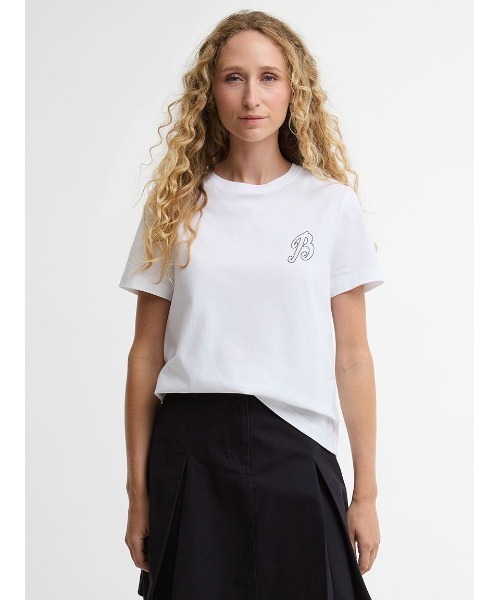 Barbour（バブアー）の「Rosalie ポイント刺繍Tシャツ（レディース）（Tシャツ/カットソー・レディース・ホワイト/ネイビー・10/8）」の2枚目の写真