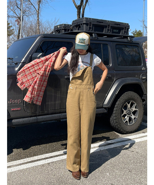 MORVE13（モルブ13）の「Oldry Cinch Bag Overall Pants（つなぎ/オールインワン・レディース・ベージュ/ブルー・SMALL/MEDIUM/LARGE）」の3枚目の写真
