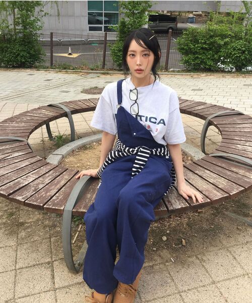 MORVE13（モルブ13）の「Oldry Cinch Bag Overall Pants（つなぎ/オールインワン・レディース・ベージュ/ブルー・SMALL/MEDIUM/LARGE）」の8枚目の写真