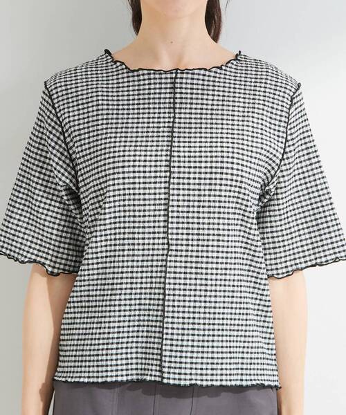 SHOO・LA・RUE(シューラルー)の「カット楊柳ギンガムメローT(Tシャツ/カットソー・レディース・ホワイト系4/チャコールグレー・01/02/04/03)」の17枚目の写真