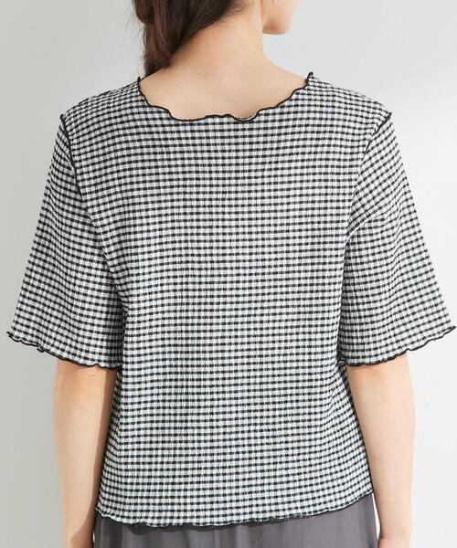 SHOO・LA・RUE(シューラルー)の「カット楊柳ギンガムメローT(Tシャツ/カットソー・レディース・ホワイト系4/チャコールグレー・01/02/04/03)」の19枚目の写真