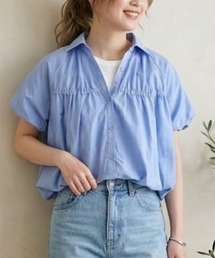 Human 2nd Occasion（ヒューマンセカンドオケージョン）の「ギャザー&シャーリング ハーフスリーブ ブラウス（シャツ/ブラウス）」