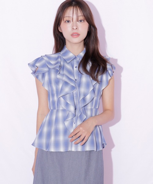 JILL by JILL STUART(ジルバイジルスチュアート)の「襟付きラッフルブラウス(シャツ/ブラウス・レディース・レッド系その他/ブラック系その他/ブルー系その他・FREE)」の12枚目の写真