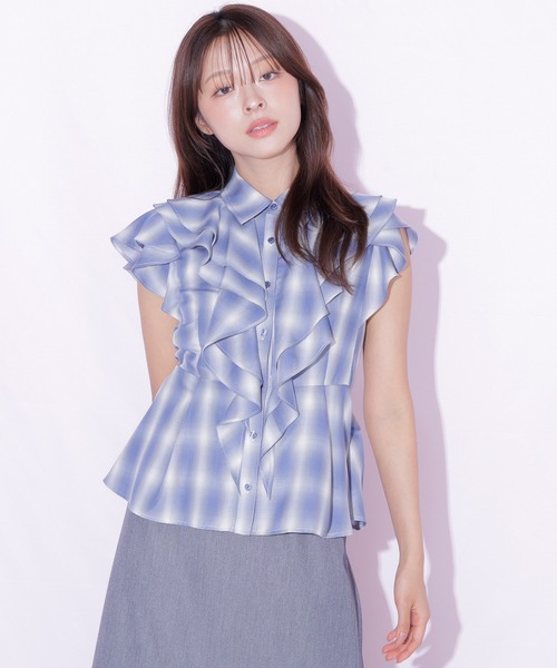JILL by JILL STUART(ジルバイジルスチュアート)の「襟付きラッフルブラウス(シャツ/ブラウス・レディース・レッド系その他/ブラック系その他/ブルー系その他・FREE)」の11枚目の写真