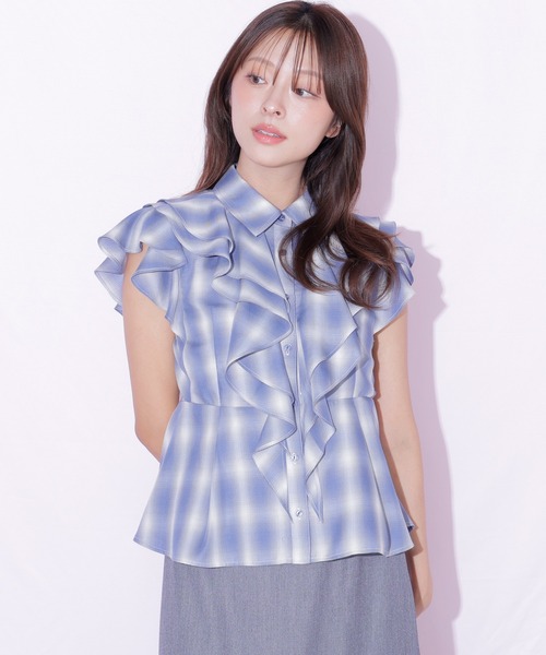 JILL by JILL STUART(ジルバイジルスチュアート)の「襟付きラッフルブラウス(シャツ/ブラウス・レディース・レッド系その他/ブラック系その他/ブルー系その他・FREE)」の13枚目の写真