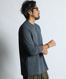 SILKY TOUCH SHIELD NECK L/S TEE：シリコンバイオ加工 シールドネック ロンT / 襟裏汚れ防止 / シルキータッチ / スムース天竺