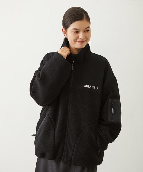 MILKFED.（ミルクフェド）の「BAR LOGO BOA JACKET（ブルゾン・レディース・ブラック/ベージュ/オフホワイト・S/M）」の3枚目の写真