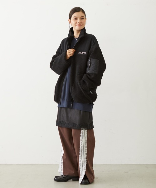 MILKFED.（ミルクフェド）の「BAR LOGO BOA JACKET（ブルゾン・レディース・ブラック/ベージュ/オフホワイト・S/M）」の21枚目の写真