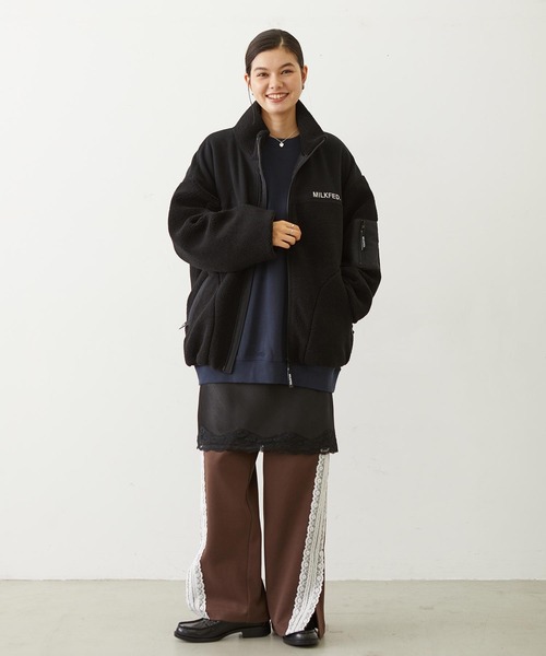 MILKFED.（ミルクフェド）の「BAR LOGO BOA JACKET（ブルゾン・レディース・ブラック/ベージュ/オフホワイト・S/M）」の22枚目の写真