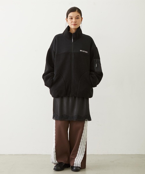 MILKFED.（ミルクフェド）の「BAR LOGO BOA JACKET（ブルゾン・レディース・ブラック/ベージュ/オフホワイト・S/M）」の12枚目の写真
