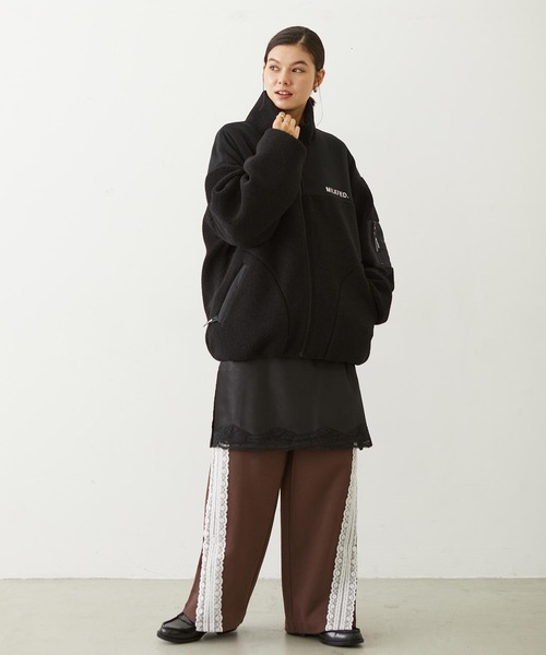 MILKFED.（ミルクフェド）の「BAR LOGO BOA JACKET（ブルゾン・レディース・ブラック/ベージュ/オフホワイト・S/M）」の13枚目の写真