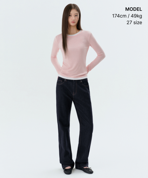 MUSINSA STANDARD WOMAN（ムシンサスタンダードウーマン）の「ウィメンズエッセンシャルストレートデニムパンツ[ディープインディゴ]（デニムパンツ・レディース・その他・24/25/26/27/28/29/30）」の2枚目の写真