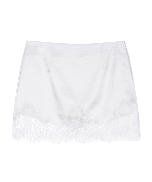 PROJECT WAVE(プロジェクトウェーブ)の「Flower Satin Skirt (3COLOR)(スカート・レディース・スカイブルー/ブラック/アイボリー・SMALL/MEDIUM)」の1枚目の写真