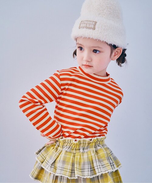 p.premier(ピードットプルミエ)の「イロチ買いしたいボーダーストレッチリブトップス(Tシャツ/カットソー・キッズ・レインボー/その他11/ブルー/ブラウン/グリーン/ブラック/レッド・140/130/80/110/120/100/90)」の1枚目の写真