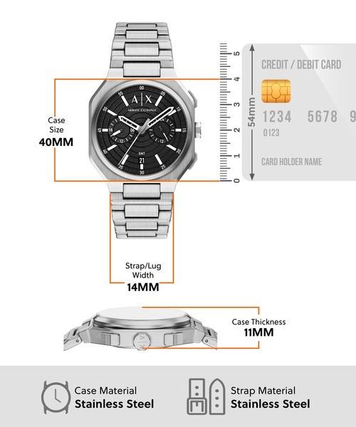 ARMANI EXCHANGE（アルマーニエクスチェンジ）の「アルマーニ・エクスチェンジ 腕時計 メンズ アナログ ステンレス AX1475（アナログ腕時計・メンズ・シルバー・FREE）」の5枚目の写真