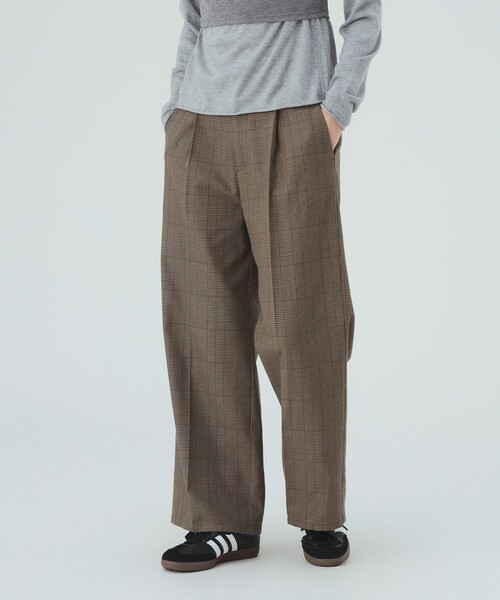 BEAMS HEART(ビームスハート)の「グレンチェック ワイドパンツ(スラックス・レディース・ブラウン/グレー・SMALL/MEDIUM)」の2枚目の写真