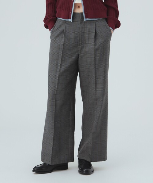 BEAMS HEART(ビームスハート)の「グレンチェック ワイドパンツ(スラックス・レディース・ブラウン/グレー・SMALL/MEDIUM)」の3枚目の写真