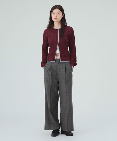 BEAMS HEART(ビームスハート)の「グレンチェック ワイドパンツ(スラックス・レディース・ブラウン/グレー・SMALL/MEDIUM)」の4枚目の写真