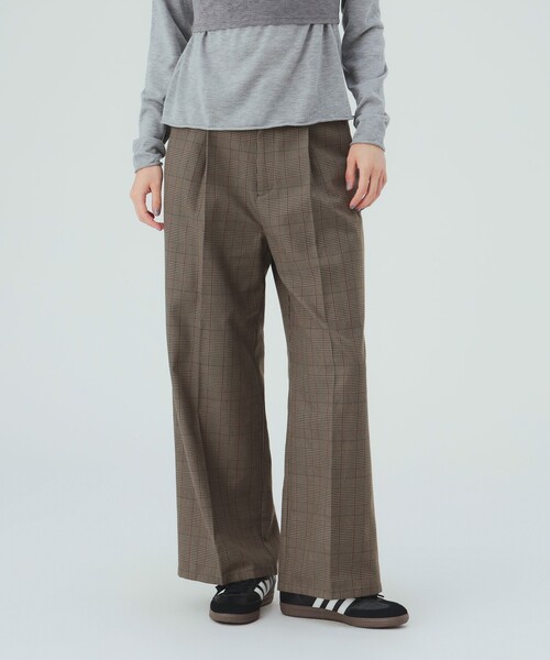 BEAMS HEART(ビームスハート)の「グレンチェック ワイドパンツ(スラックス・レディース・ブラウン/グレー・SMALL/MEDIUM)」の7枚目の写真