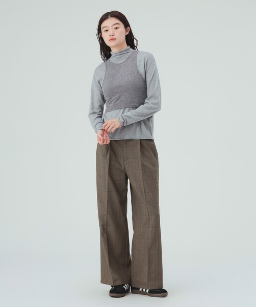 BEAMS HEART(ビームスハート)の「グレンチェック ワイドパンツ(スラックス・レディース・ブラウン/グレー・SMALL/MEDIUM)」の8枚目の写真